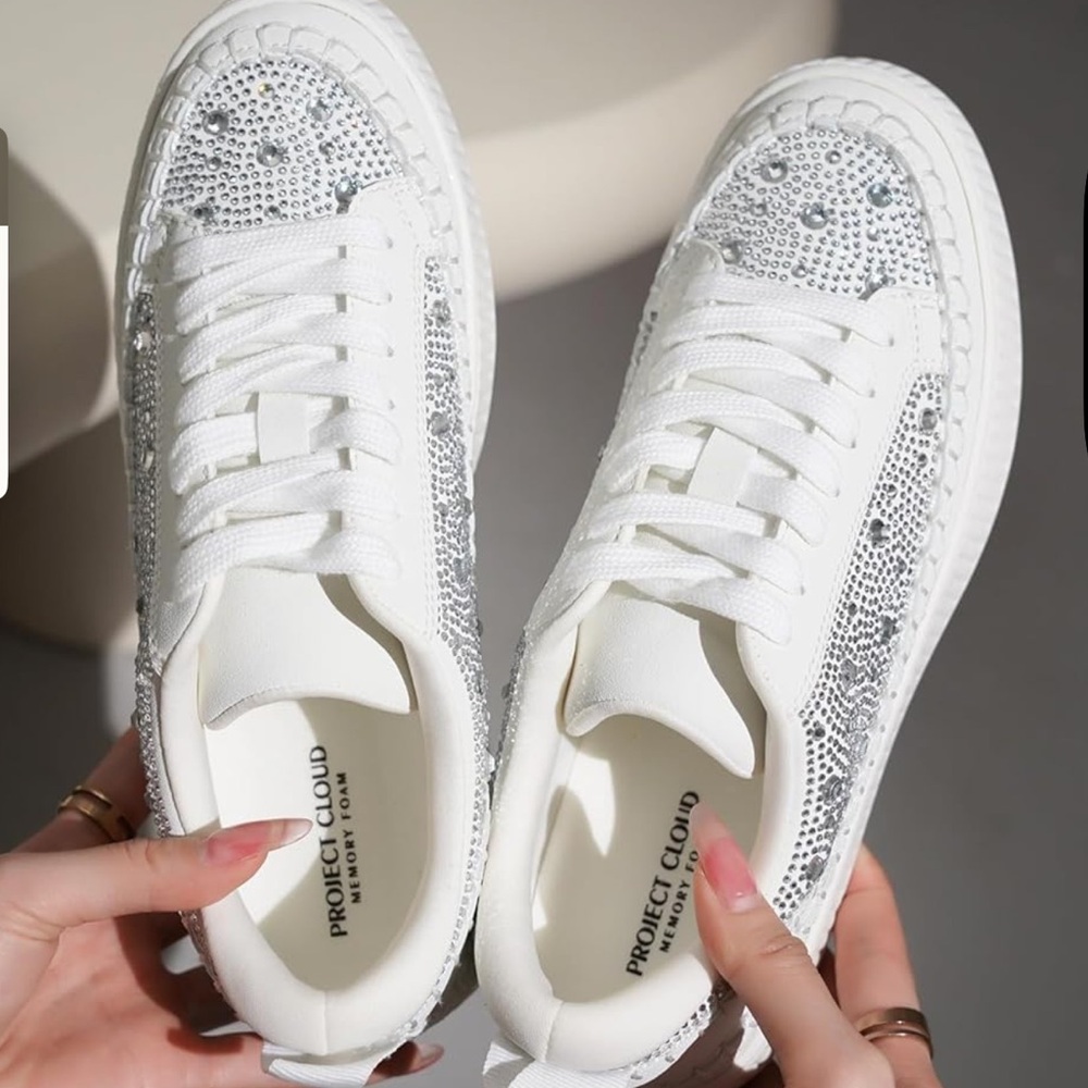 Project Cloud white with Rhinestones Women's Sneakers